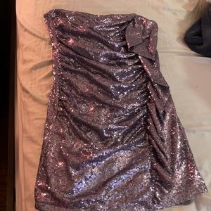 Bowie sequin Superdown xl silver strapless dress.